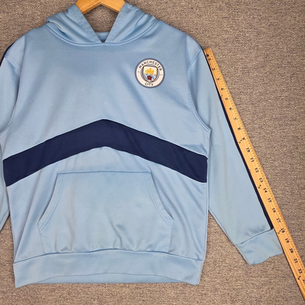 MANCHESTER CITY F.C. OFFICIAL HOODIE – YOUTH XL – LIGHT BLUE – CREST + MANCITY - Picture 10 of 10